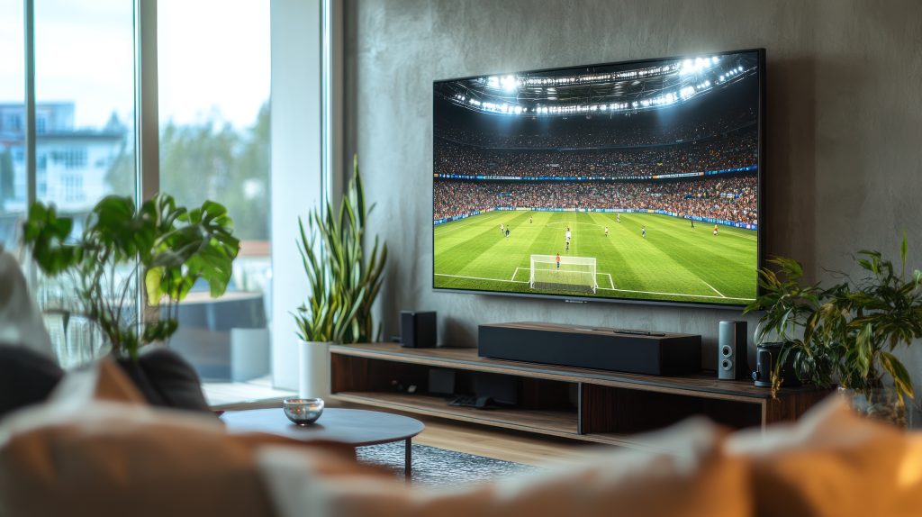 Watching a Soccer Game on a Large TV