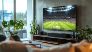 Watching a Soccer Game on a Large TV